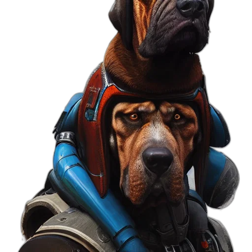 animal, face, staff, creature, concept art, photorealistic, cyberpunk, 3d render transparent PNG cut-out