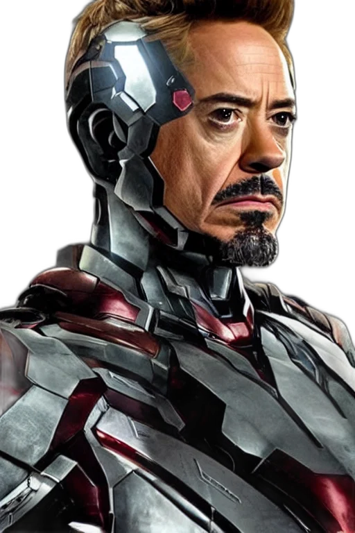 robot, face, comic book art, photorealistic, concept art, 3d render, robert, downey transparent PNG cut-out
