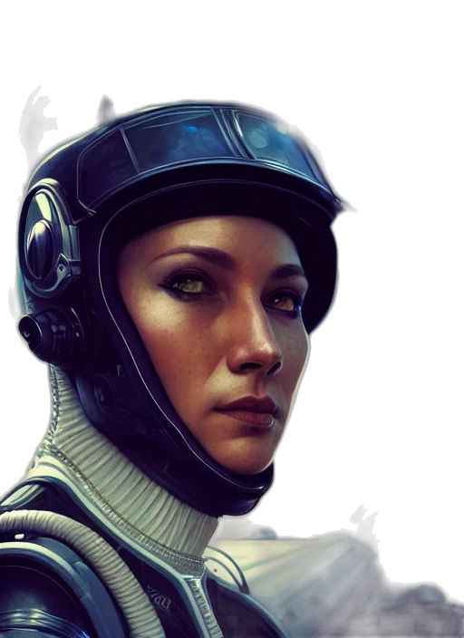 robot, face, concept art, comic book art, photorealistic, cyberpunk, outer space, pilot transparent PNG cut-out
