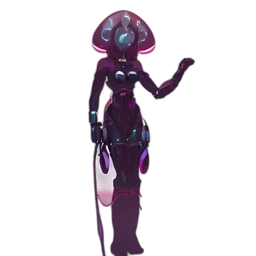 robot, staff, dress, creature, concept art, cyberpunk, 3d render, fantasy art transparent PNG cut-out