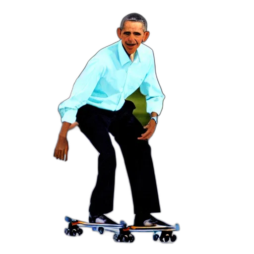 3d render, photorealistic, concept art, vaporwave, obama, skating, being, baller transparent PNG cut-out