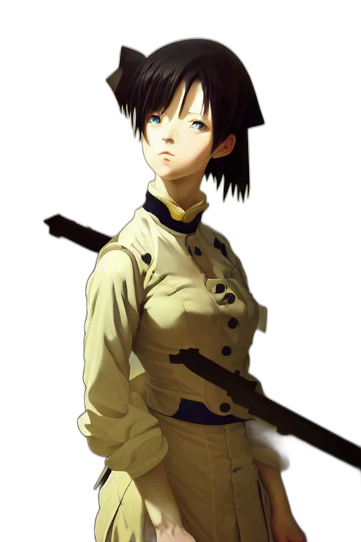 staff, weapon, jacket, sword, anime, concept art, photorealistic, fantasy art transparent PNG cut-out