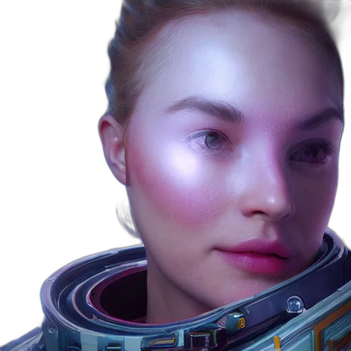 robot, face, cyberpunk, 3d render transparent PNG cut-out