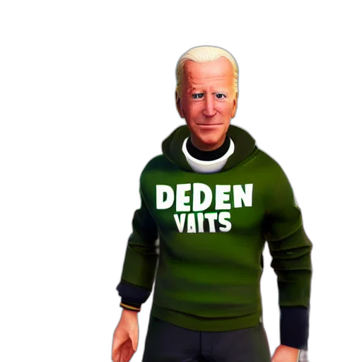 jacket, 3d render, concept art, pixel art, vaporwave, joe, biden, fortnite transparent PNG cut-out
