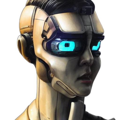 robot, mask, face, cyberpunk, concept art, 3d render, comic book art, golden transparent PNG cut-out