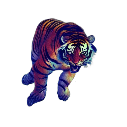 animal, creature, 3d render, concept art, pixel art, fantasy art, tiger, made transparent PNG cut-out