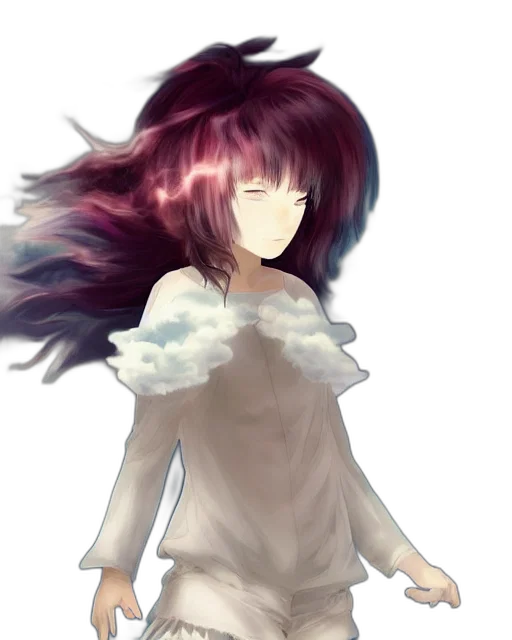 dress, hair, creature, flower, anime, pixel art, fantasy art, watercolor transparent PNG cut-out