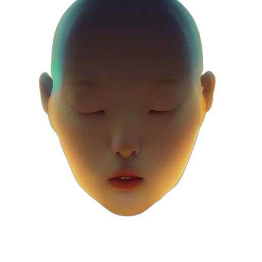 face, mask, robot, crown, 3d render, photorealistic, concept art, vaporwave transparent PNG cut-out