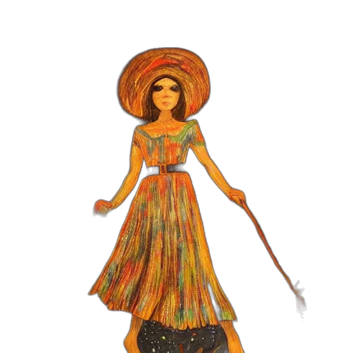 dress, staff, fantasy art, concept art, watercolor, oil painting, golden, earth tones transparent PNG cut-out