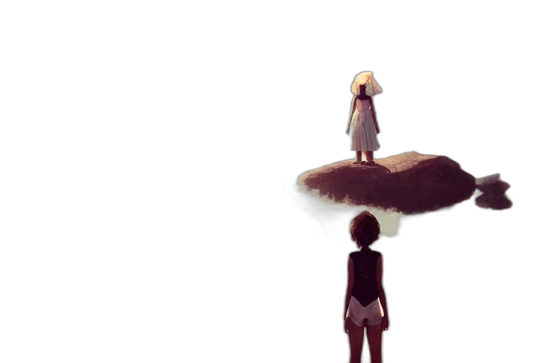umbrella, dress, hat, hair, concept art, pixel art, anime, watercolor transparent PNG cut-out