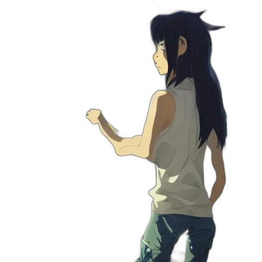 dress, jacket, weapon, staff, anime, concept art, cartoon, pixel art transparent PNG cut-out
