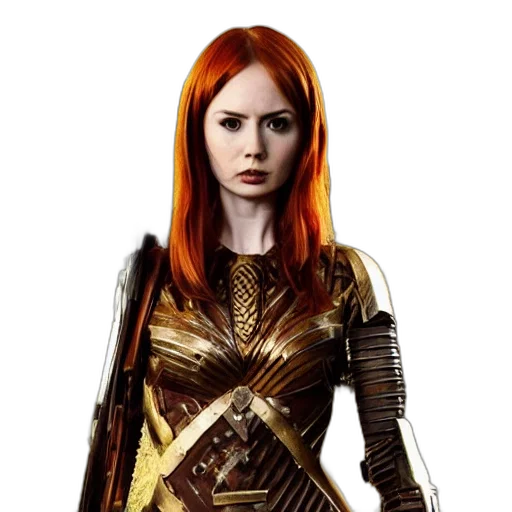 sword, dress, comic book art, fantasy art, concept art, photorealistic, golden, full transparent PNG cut-out