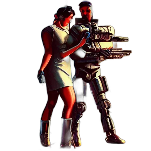 robot, weapon, staff, concept art transparent PNG cut-out