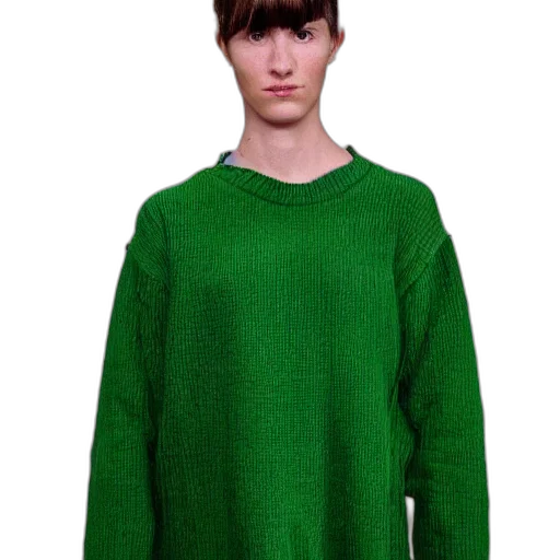 jacket, dress, creature, hair, 3d render, photorealistic, green, cumulon transparent PNG cut-out
