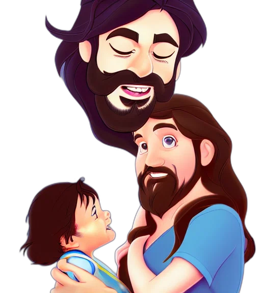 cartoon, concept art, watercolor, pixel art, long, haired, bearded, father transparent PNG cut-out