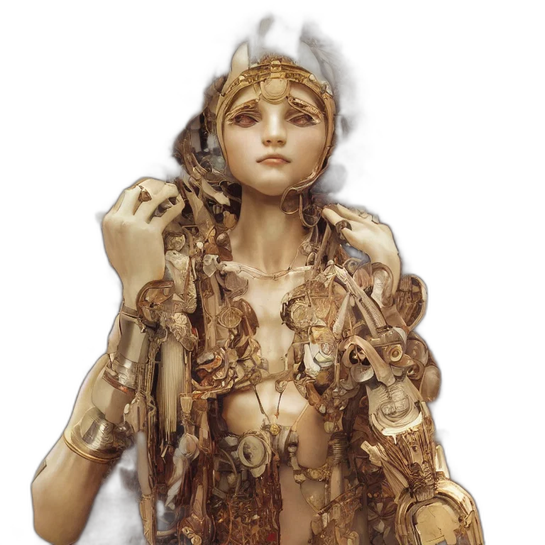 dress, jewelry, face, concept art, fantasy art, 3d render, photorealistic, earth tones transparent PNG cut-out