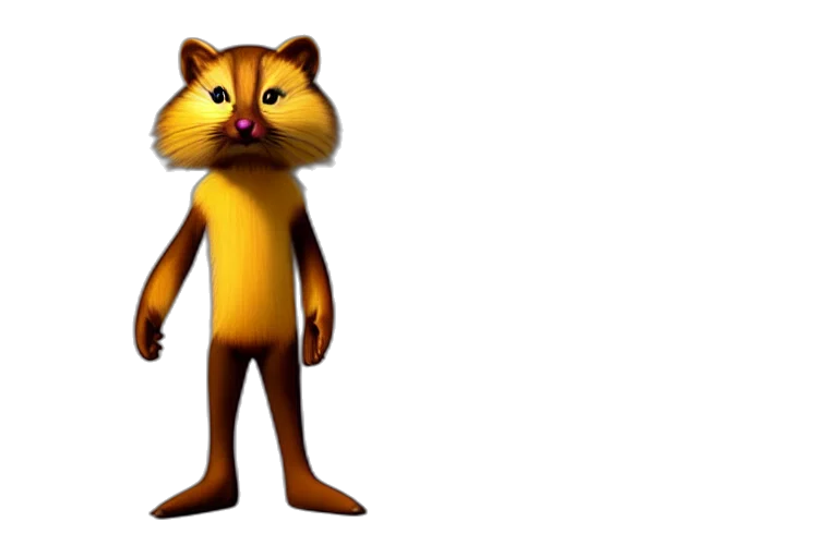 animal, creature, staff, mask, 3d render, concept art, cartoon, golden transparent PNG cut-out