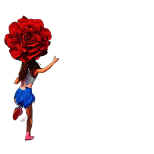 flower, dress, concept art, 3d render, pixel art, cartoon, red, portrait transparent PNG cut-out