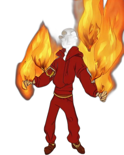 jacket, staff, concept art, cartoon, pixel art, fantasy art, fire, red transparent PNG cut-out