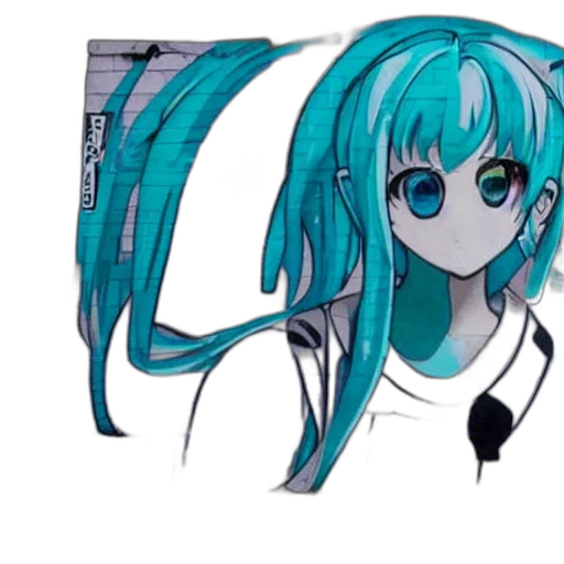 hair, staff, robot, face, anime, concept art, cartoon, vaporwave transparent PNG cut-out