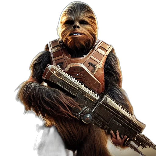 concept art, photorealistic, chewbacca, gears transparent PNG cut-out