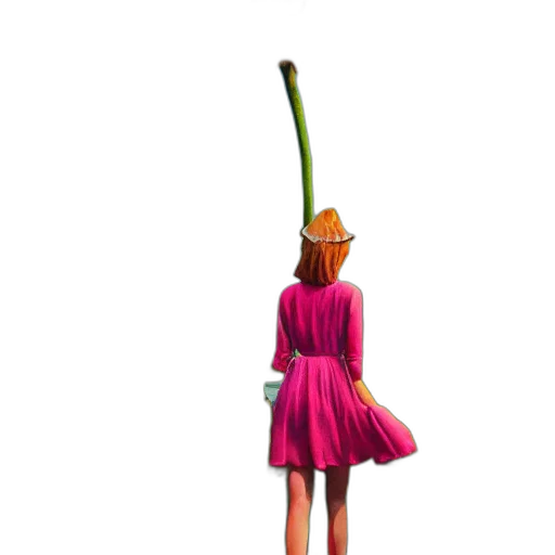 dress, staff, hat, flower transparent PNG cut-out