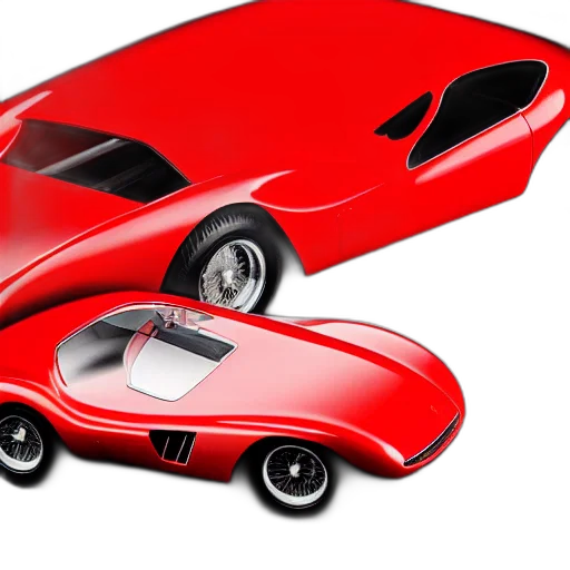car, 3d render, concept art, photorealistic, cartoon, red, retro, futuristic transparent PNG cut-out
