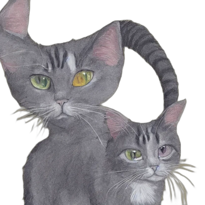 watercolor, photorealistic, pencil sketch, oil painting, one, cartoon, cat transparent PNG cut-out