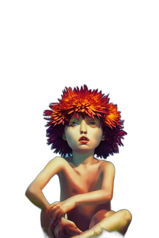 crown, hat, flower, mask, concept art, photorealistic, fantasy art, 3d render transparent PNG cut-out