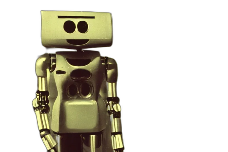 robot, 3d render, vintage, photo transparent PNG cut-out