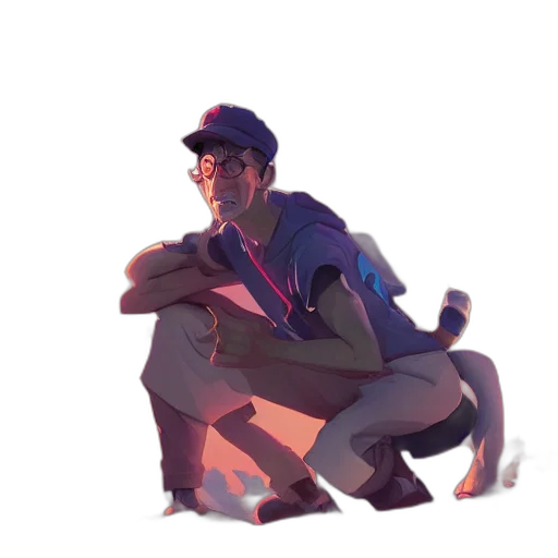 creature, jacket, robot, staff transparent PNG cut-out