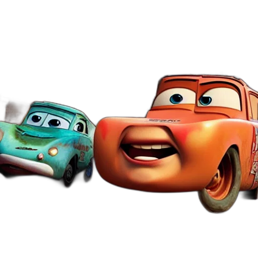 car, 3d render, concept art, photorealistic, fire, city street, mater, cars transparent PNG cut-out