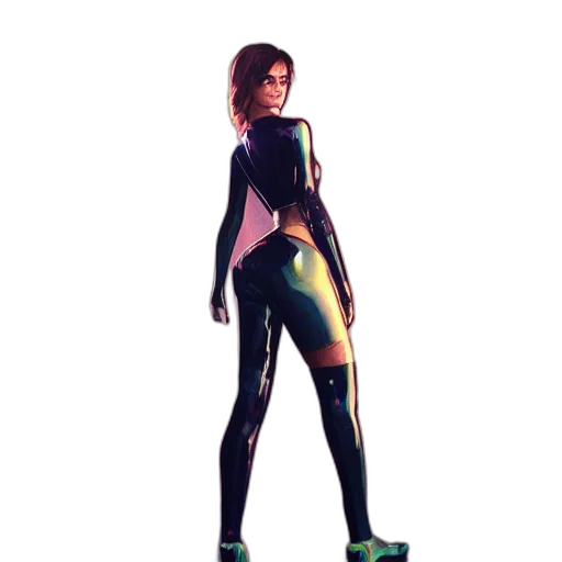 dress, jacket, robot, concept art, 3d render, cyberpunk, pixel art, neon transparent PNG cut-out