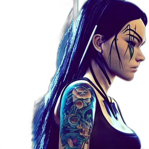 fantasy art, comic book art, cyberpunk, photorealistic transparent PNG cut-out