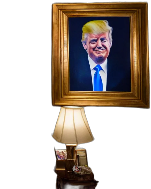 furniture, face, crown, mask, photorealistic, concept art, oil painting, vaporwave transparent PNG cut-out