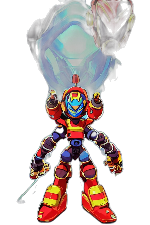 robot, weapon, concept art, pixel art, 3d render, comic book art, outer space, boss transparent PNG cut-out