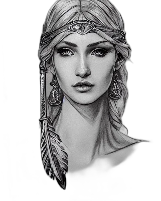 jewelry, crown, face, hat, fantasy art, pencil sketch, photorealistic, concept art transparent PNG cut-out