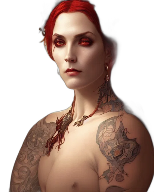 jewelry, staff, photorealistic, concept art, fantasy art, cyberpunk, red, portrait transparent PNG cut-out