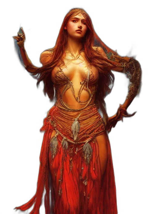 dress, staff, fantasy art, concept art transparent PNG cut-out