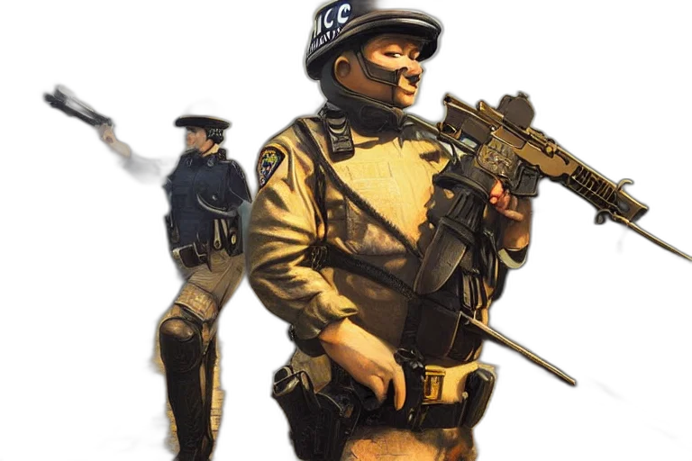 weapon, staff, mask, concept art, 3d render, photorealistic, fantasy art, police transparent PNG cut-out