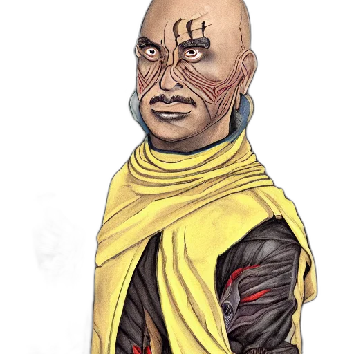 mask, staff, face, jacket, concept art, fantasy art, comic book art, photorealistic transparent PNG cut-out