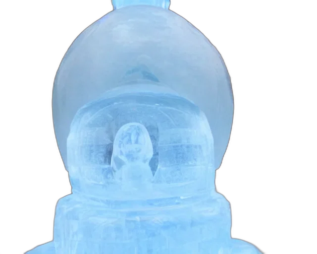 bottle, face, crown, 3d render, ice, sculpture, there, little transparent PNG cut-out