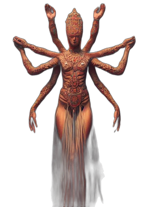 creature, hair, staff, robot, concept art, fantasy art, 3d render, pixel art transparent PNG cut-out