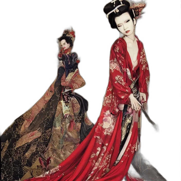 dress, photorealistic, concept art, oil painting, fantasy art, red, watercolor, painting transparent PNG cut-out