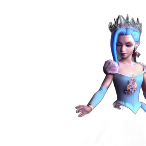 crown, 3d render, concept art, fantasy art, comic book art, blue, princess, octane transparent PNG cut-out