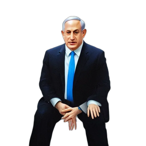 staff, animal, concept art, benjamin, netanyahu, sitting, toilet, photorealistic transparent PNG cut-out
