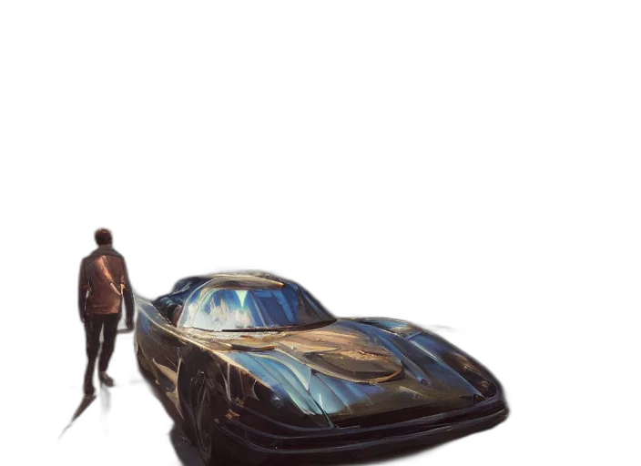 car, jacket, weapon, robot, concept art, comic book art, cyberpunk, 3d render transparent PNG cut-out