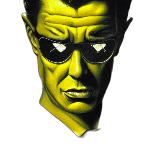 mask, face, comic book art, concept art, photorealistic, 3d render, green, oil transparent PNG cut-out