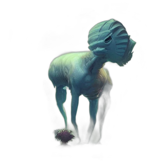 creature, animal, hair, hat, concept art, fantasy art, 3d render, watercolor transparent PNG cut-out
