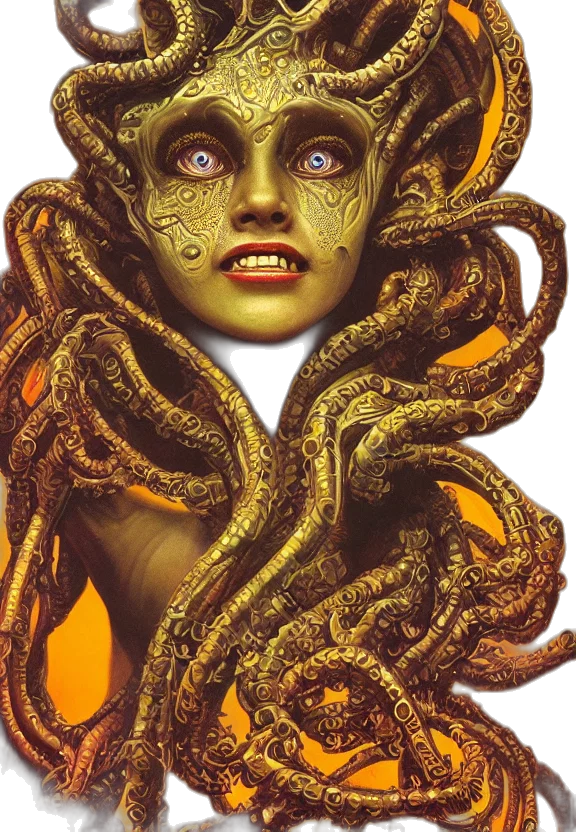 creature, mask, hair, face, concept art, fantasy art, comic book art, photorealistic transparent PNG cut-out